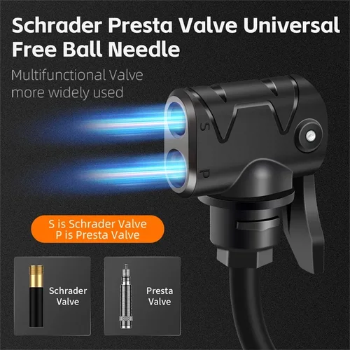 Imagen 2 del producto WEST BIKING-Mini bomba de bicicleta de aleación de aluminio, bomba de aire manual, inflador de neumáticos, válvula Schrader Presta, bomba de Ciclismo de Carretera MTB