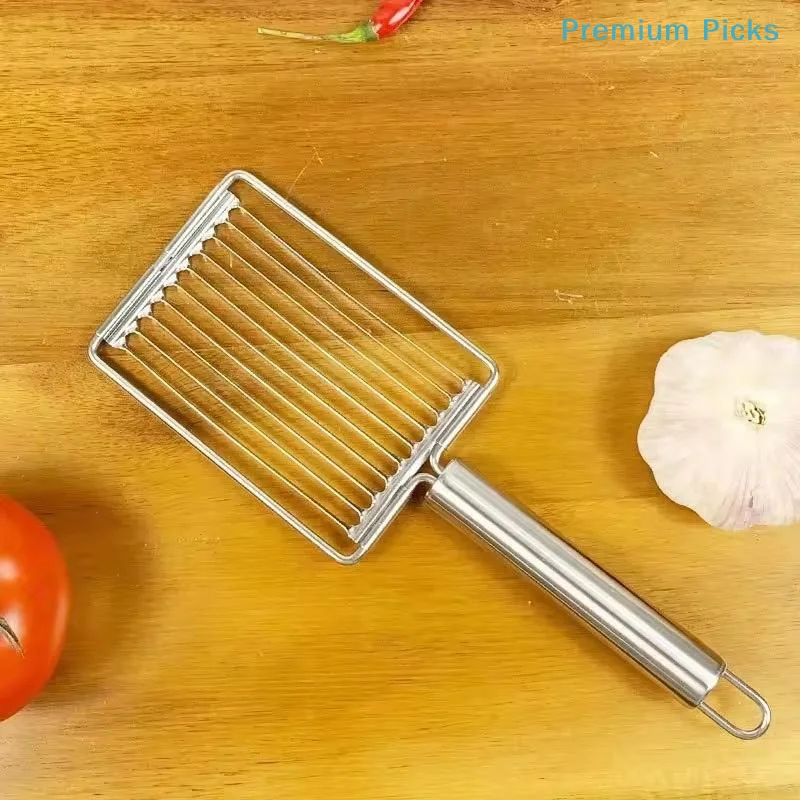 portableStainless Steel Tomato Slicer Manual Vegetable Cutter Adjustable Fruit Slicing Machine for Home Kitchen Preparation