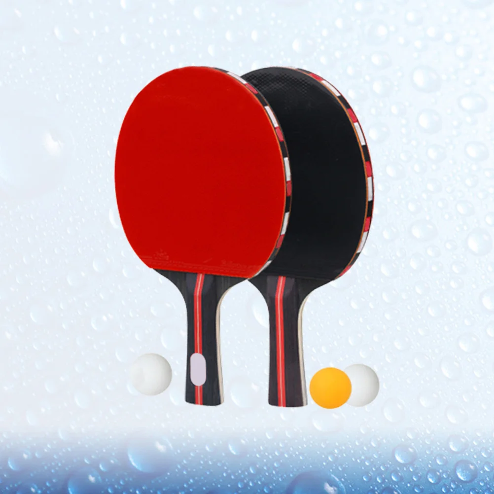 

1Set Table Tennis Rackets Pong Balls Durable Practical Strong Combination Covering Wood Layer Amateur Professional Use Red