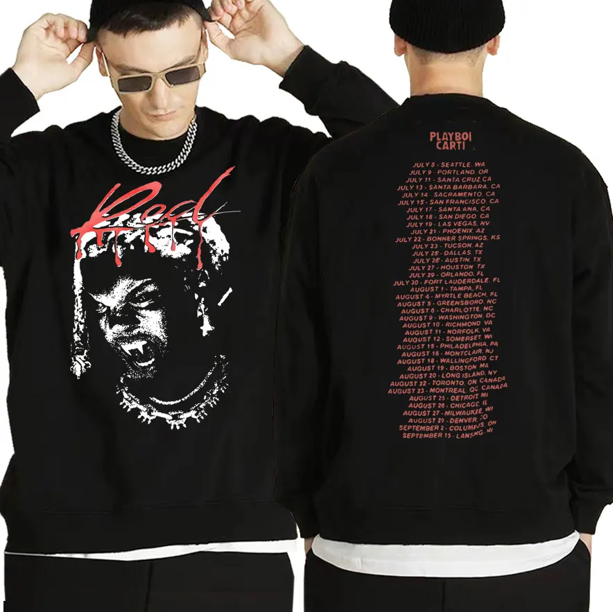 

Hip Hop Men Women Oversized Sweatshirts Rapper Playboi Carti New Album Whole Lotta Red Sweatshirt Man Fleece Crewneck Pullover