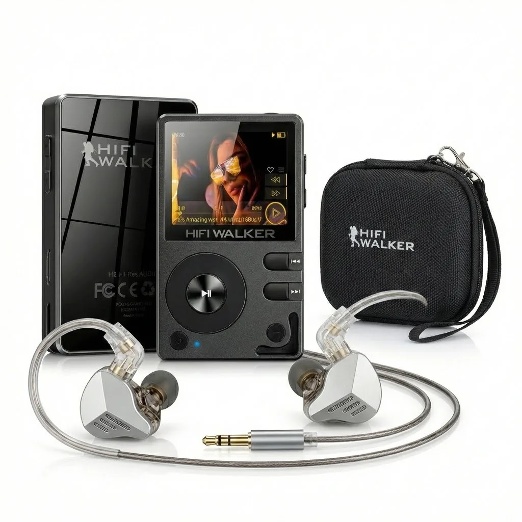 

HIFI Walker DAP Hifi Kit with IEM and Carry Case, Two-Way Bluetooth 5.2,ESS9018K2M DAC Chip, DSD128, Lossless Flac Player