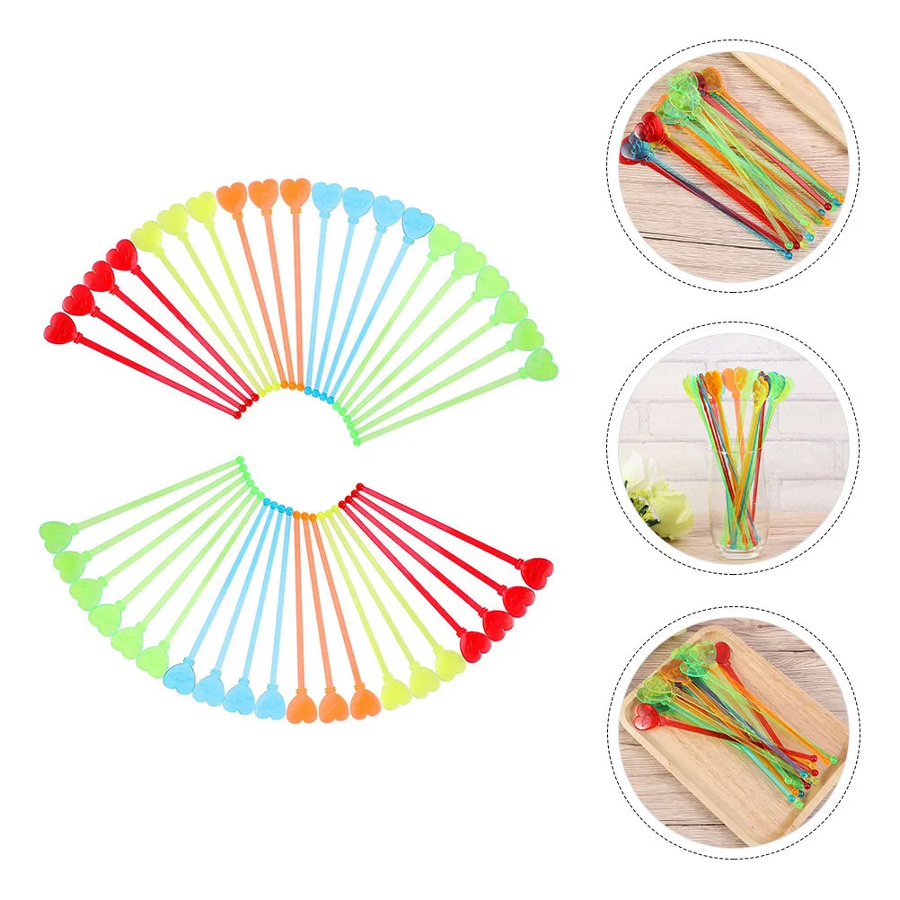 

80pcs Swizzle Stick Reusable Acrylic Stirring Sticks Heart Shaped Drink Stirrers for Cocktail Tea Bar Tools Kitchen