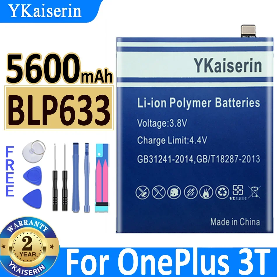 YKaiserin High Capacity BLP637 Phone Battery for Oneplus 5 5T One Plus 1+  1 A0001  2 3 Three 3T 5 5T 6 Batteria + Free Tools