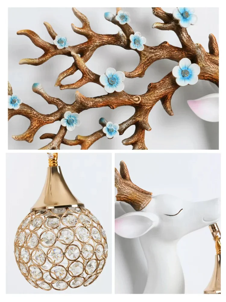 Imagem -05 - Sandyha-lucky Deer Wall Lamp With Led Light Resina Crystal Bracket Estilo Moderno Sala de Estar Quarto Sofá Corredor Iluminação Decoração de Casa