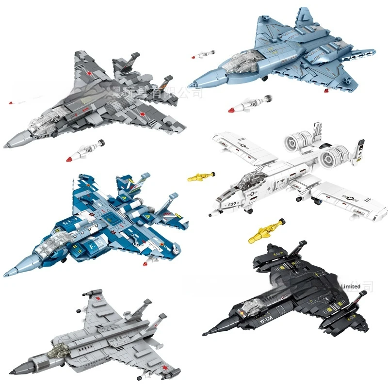 Assembled Building Blocks Military Aviation Armed Fighter Series DIY Particle Children Puzzle Toys Birthday Gift for Kids