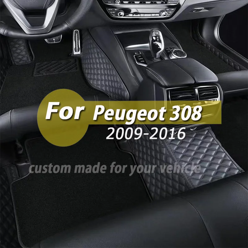 

Car Floor Mats For Peugeot 308 2016 2015 2014 2013 2012 2011 2010 2009 Leather Waterproof Anti-Dirty Carpets Custom Foot Pads