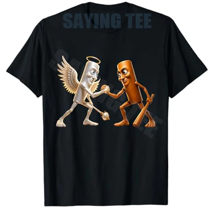 Tung Sahur Bro Clasp Handshake Tung God Brainrot Homies Boys Fashion T-Shirt Y2k Cute Joke Saying Tee Neuheit Geschenk Personalisiert – Detail 3