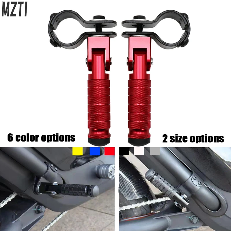 CNC Process Motorcycle Bicycle Universal Electric Modified Folding Aluminum Alloy Pedal Pedals Folded Footrest Footpeg 22-26mm