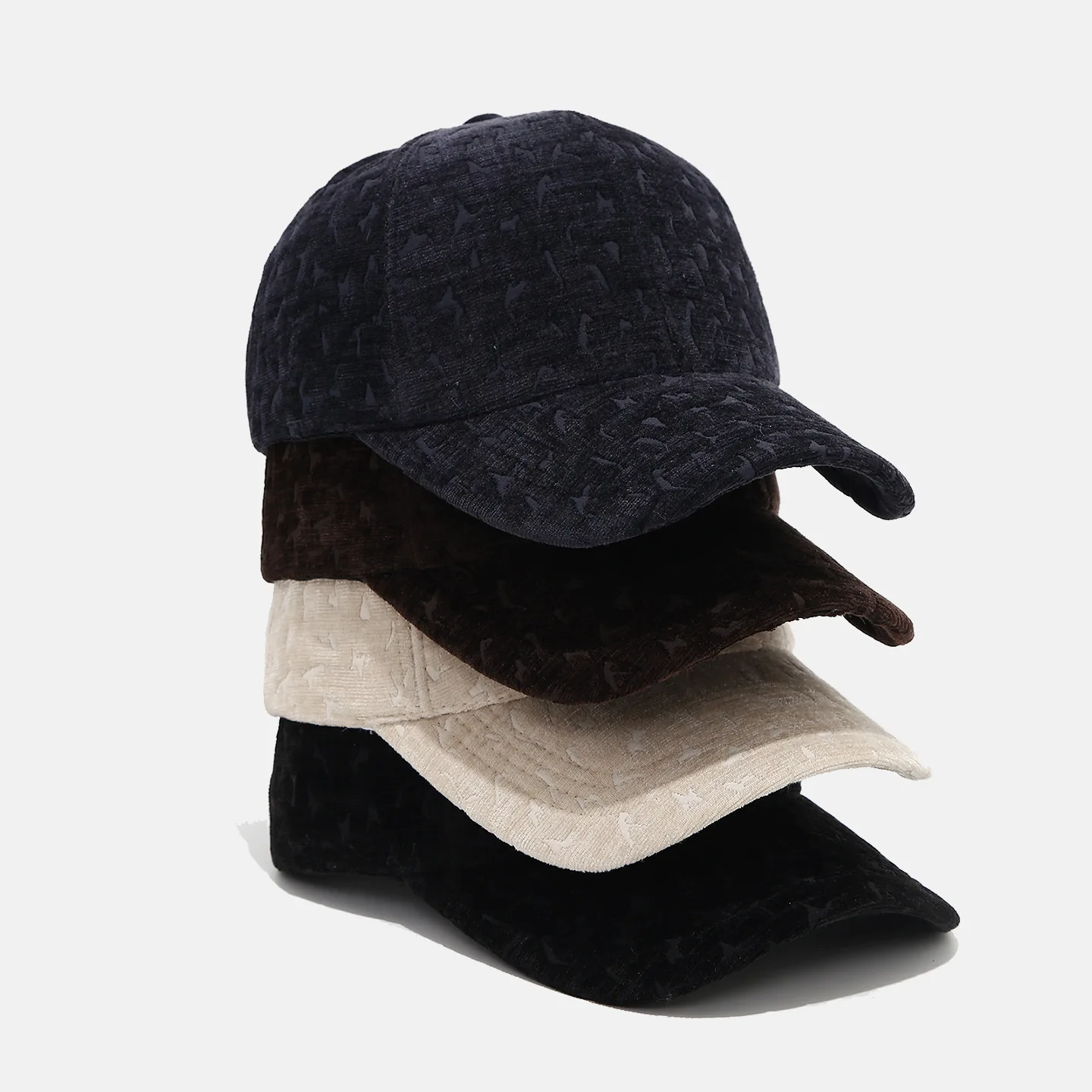 British Dark Patterns Embossed Baseball Cap Korean High-end Style Face Enhancing Small Duckbill Hat Outdoor Travel Casual Visor