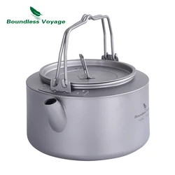Boundless Voyage 1L Camping Titanium Kettle with Folding Handle Filter Ultralight Big Capacity Pot Tea Mug Coffee Cup Ti3098D