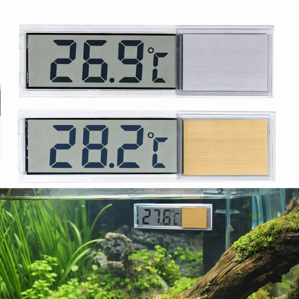 3D Digital Aquarium Thermometer Electronic Display LCD Screen Fish Tank Thermometer Temp Meter Waterproof