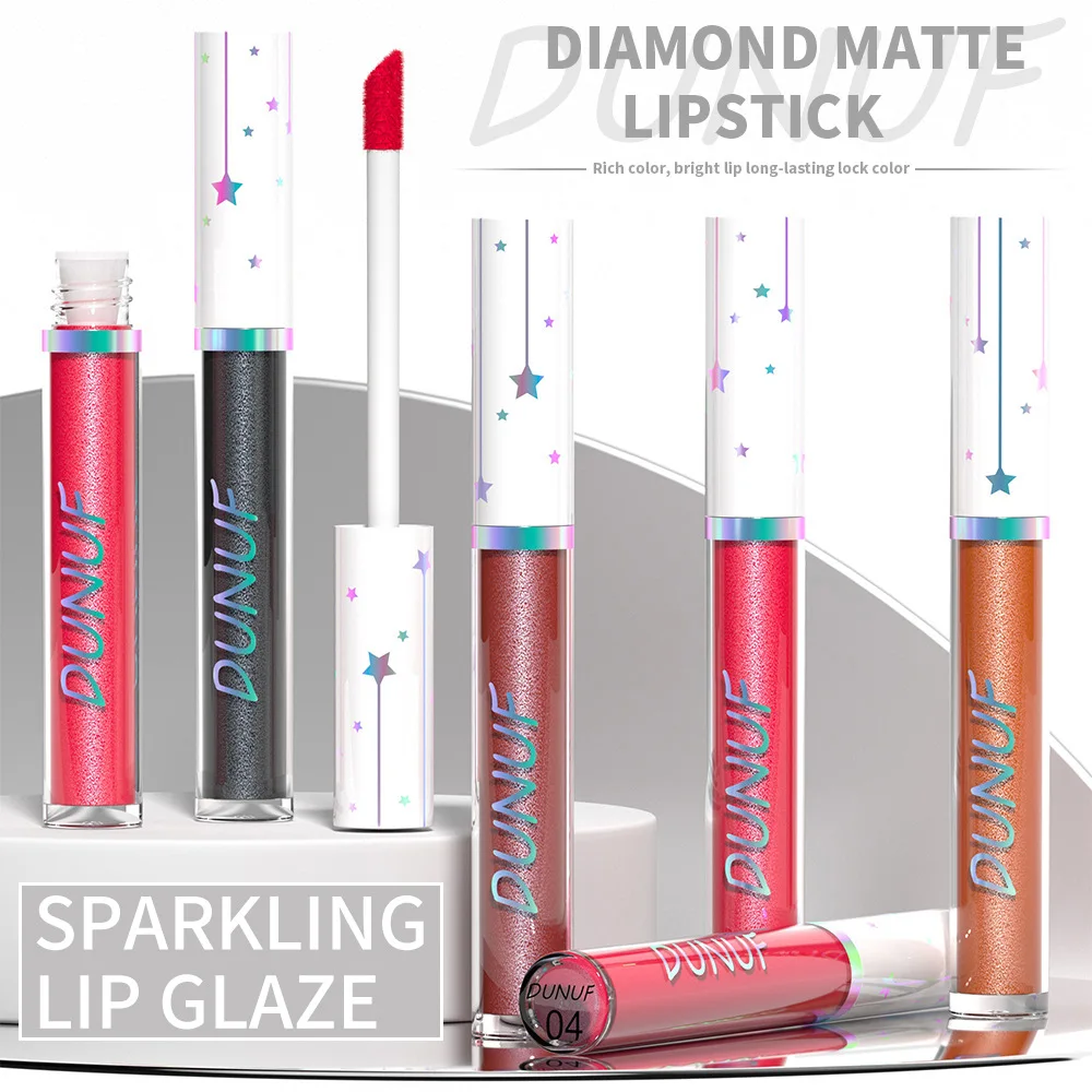 Dunuf 6 Kleur Waterdichte Spiegel Parel Lippenstift Set Make-Up Niet-Verven Langdurige Glitter Fluwelen Lippenstift Doos Vrouwen Make-Up Cadeau