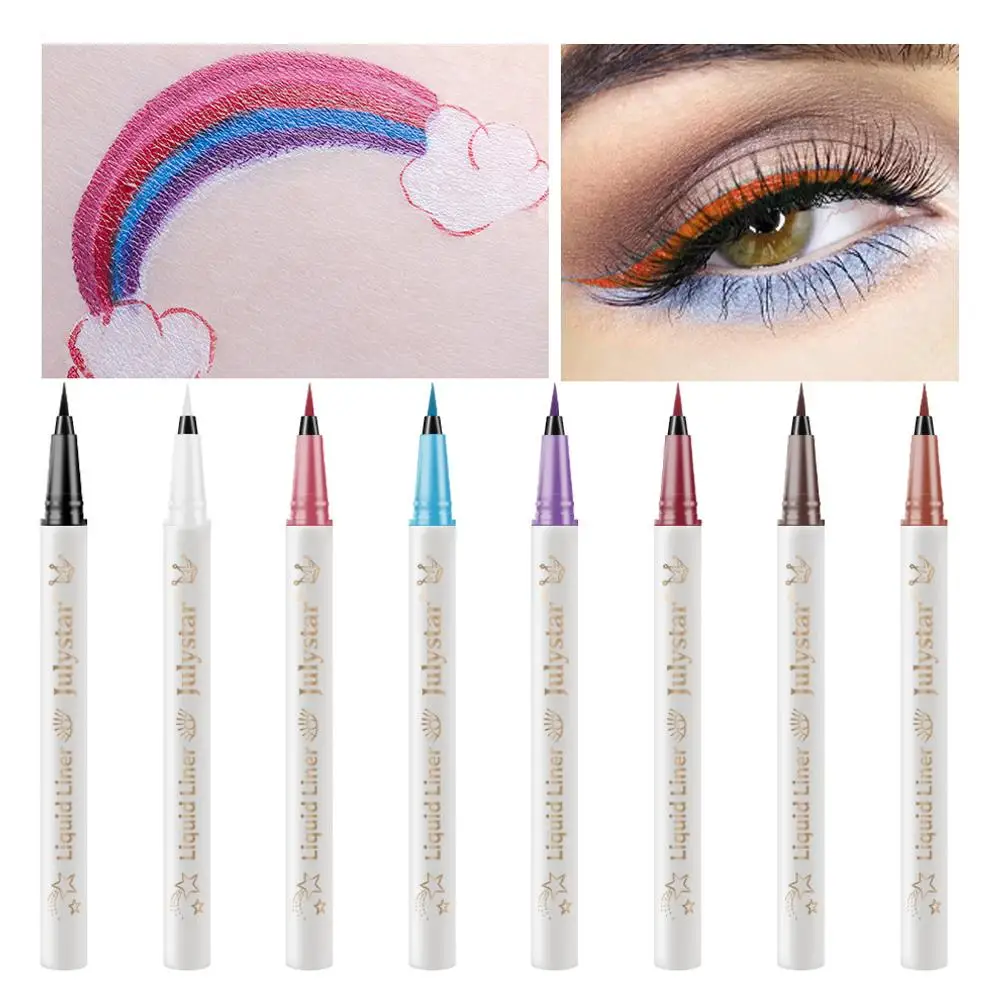 Waterproof Rainbow Matte Colorful Liquid Eye Liner Pencil Makeup Color Eyeliner White Up Pen Make Cosmetics Pink Long-lasti R6k5