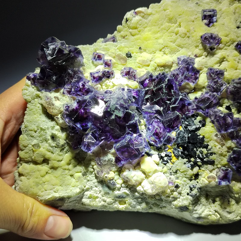 1412.3g100% natural purple fluorite, wolframite, arsenopyrite, mica mineral raw stone, home decoration crystal and gem