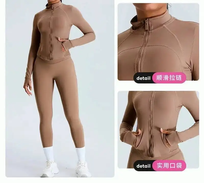 

Женский спортивный костюм на молнии, облегающее пальто с длинными рукавами, топы для йоги с отверстиями для большого пальца, спортивная куртка, толстовки для тренировок