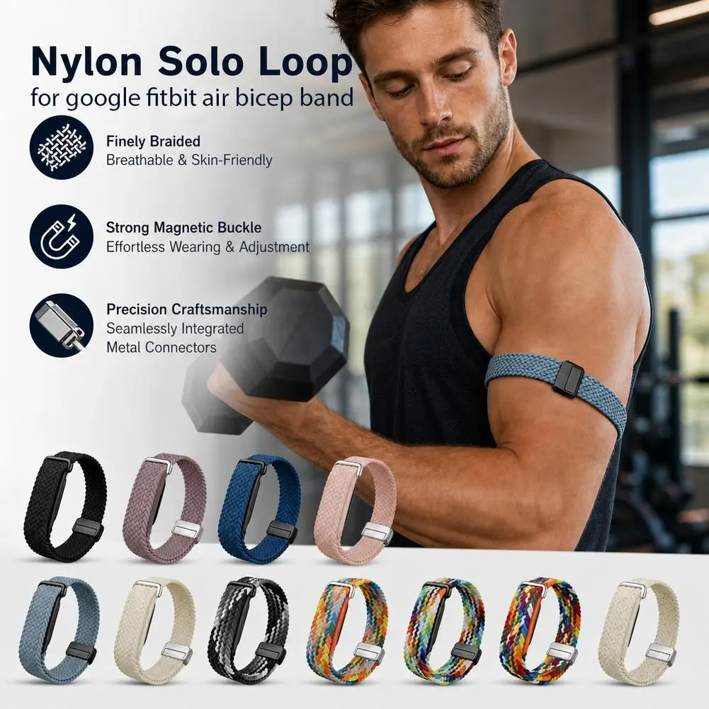 For Google Fitbit Air Nylon Woven Magnetic Clip Arm Band Portable Magnetic Buckle Arm Strap For Sports For Google Fitbit Air