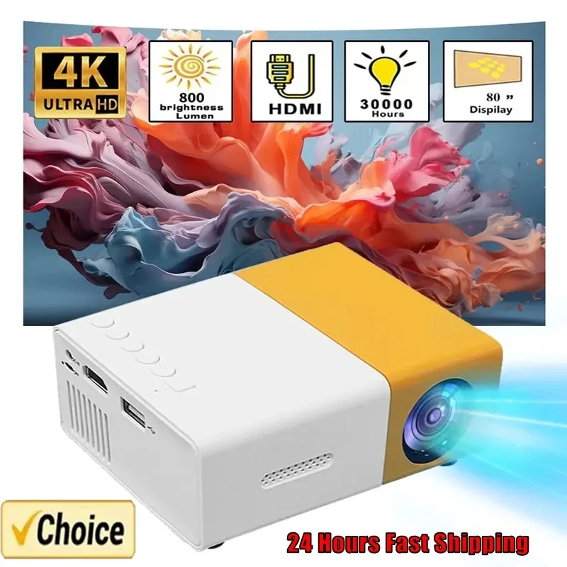 YG300 MINI Projector Portable Home Theater Smart TV Laser Beamer 3D Cinema LED Videoprojector for 4k 1080P Movie Via HD Port