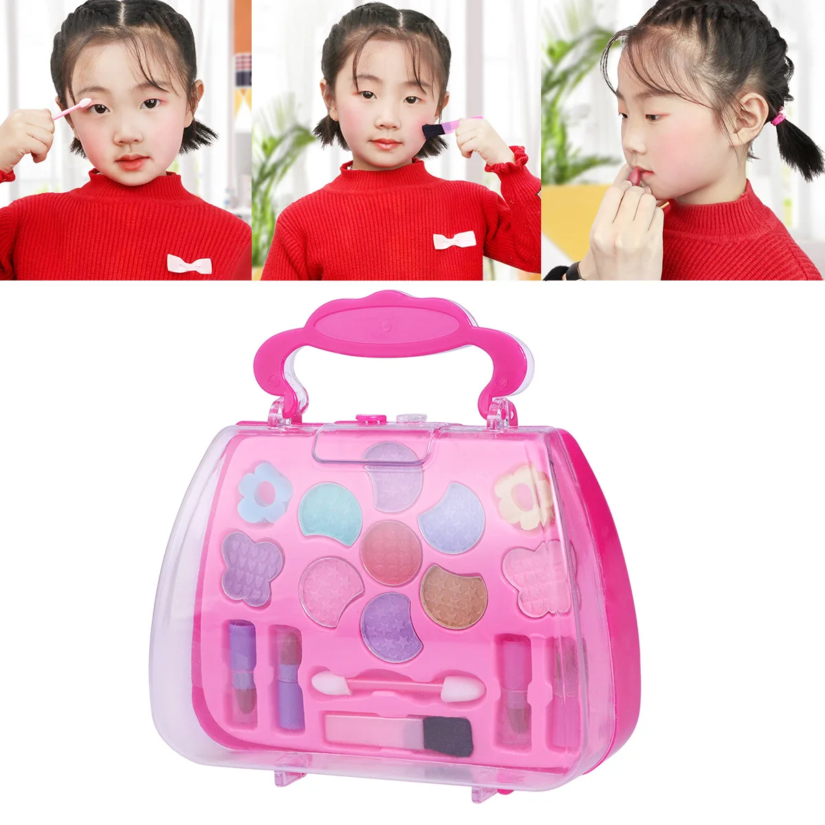 Kinder Make-up Set Kinder Mädchen Make-up Fall Waschbar Pretend Play Reise Kit Kunststoff Schönheit Salon Eitelkeit Box Für Kinder