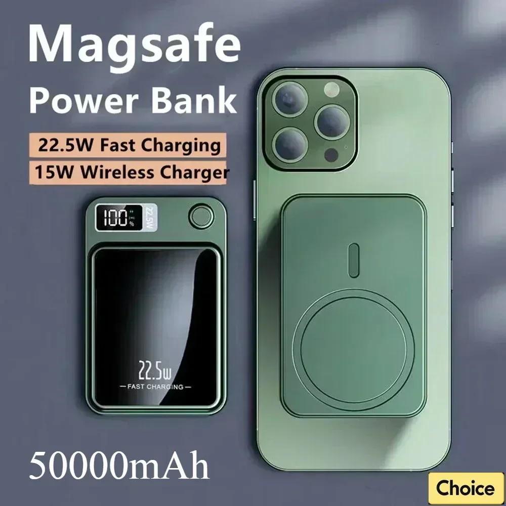 

New Magnetic Wireless Power Bank 50000mAh Fast Charging Magsafe Portable Battery Charger Cases for iPhone Xiaomi Samsung Android