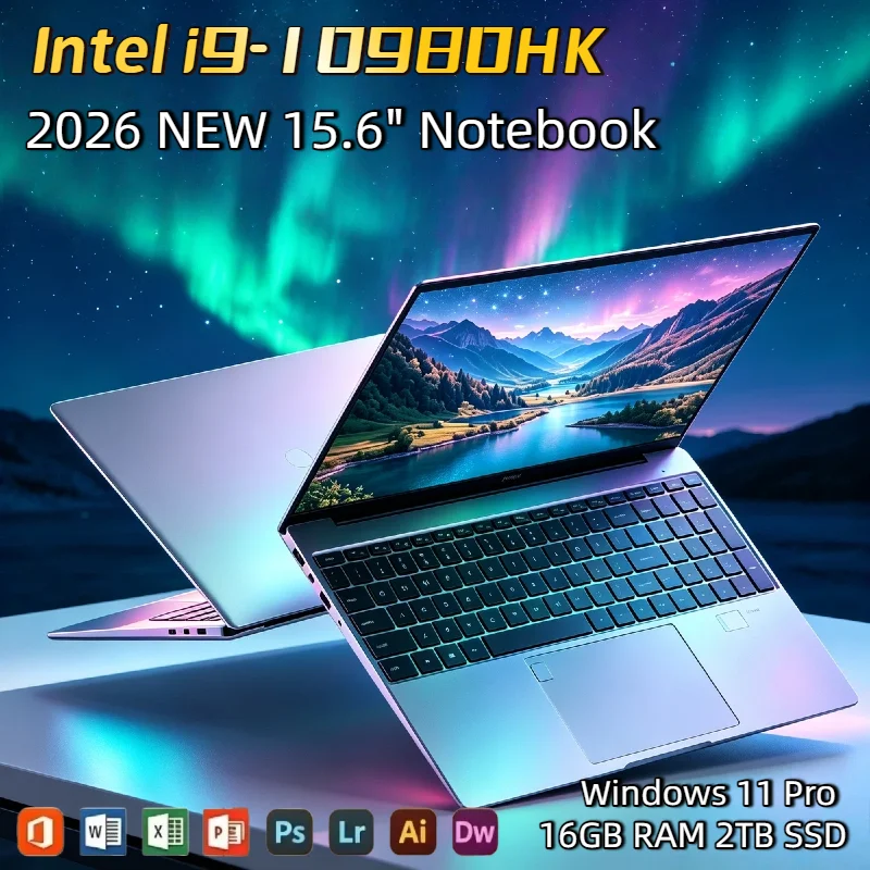 

Fingerprint Unlock 15.6 Inch Laptop Intel Core i9 10980HK Windows 11 Pro 32GB DDR4 M.2 2TB SSD Ultrabook Computer WIFI 4K Prime