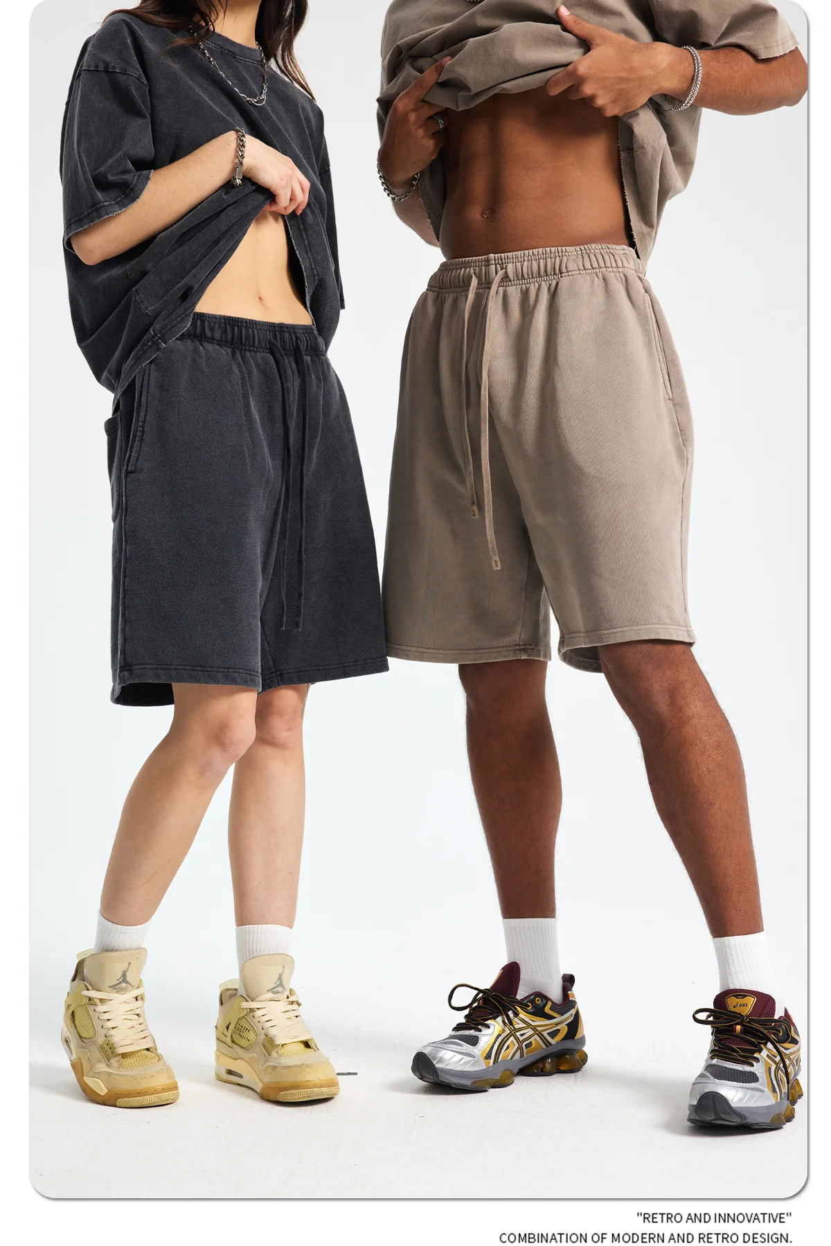 Summer 2024 New Men's Casual Shorts Retro Hip Hop Washed Bleached Tie-Dye Cotton 420GSM Athletic Streetwear Sportswear Quick Dry