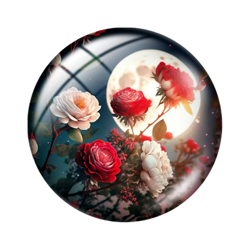 Rose Scenery Under Moonlight  for making jewelry 10pcs12mm/14mm/16mm/18mm/25mm Cabochon Demo Flat Back Making findings