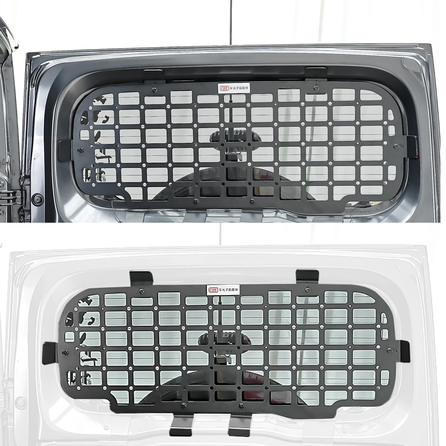 

Для Suzuki Jimny 3-дверный 5-дверный 2018-2025: Алюминиевая панель Molle для хранения на задней двери, органайзер для багажника, багажная полка