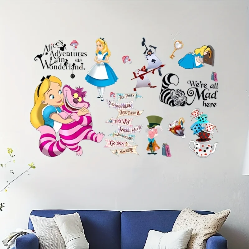 1 ملصق حائط للمطبخ العالمي من Disney Alice in Wonderland، ديكور المطبخ، عمل فني، لمسة نهائية لامعة، مثالي للمطابخ والخزائن وغرف الطعام