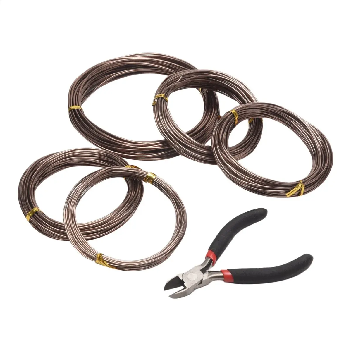 A56K 5 Roll Tree Training Bonsai Wire Cutter Anodized Aluminum Wire for Holding Bonsai Branches Small Trunks (Brown)