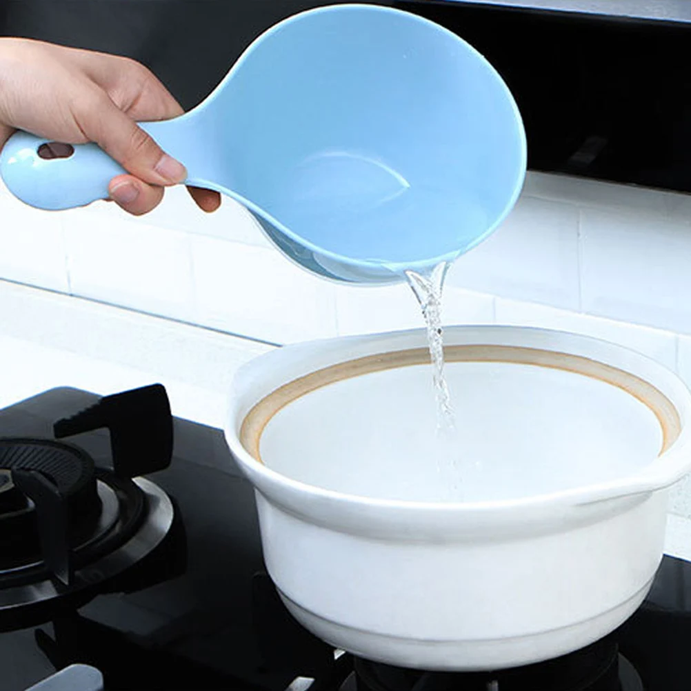 

1pc Plastic Water Ladle Wide Handle Thickened Water Dipper For Home Kitchen Bathroom Flower Watering Blue