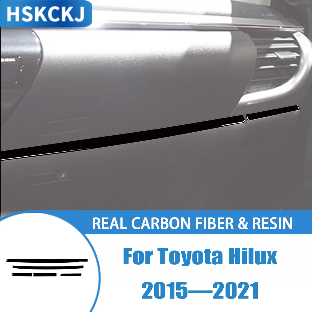 

Real Carbon Fiber Center Control Decorative Panel Car Interior Accessories Trim Sticker Modification For Toyota Hilux 2015—2021