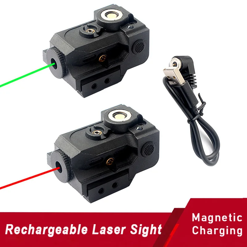 

Тактический компактный лазерный прицел с магнитной зарядкой, красный, зеленый, пистолет, лазерная перезаряжаемая встроенная литиевая батарея для охотничьего ружья