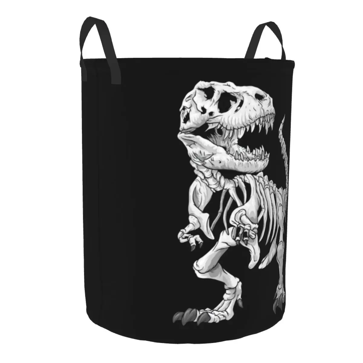 Customized T-Rex Skeleton Dino Bones Laundry Hamper Large Storage Basket Paleontologist Dinosaur Kids Nursery Toy Organizer