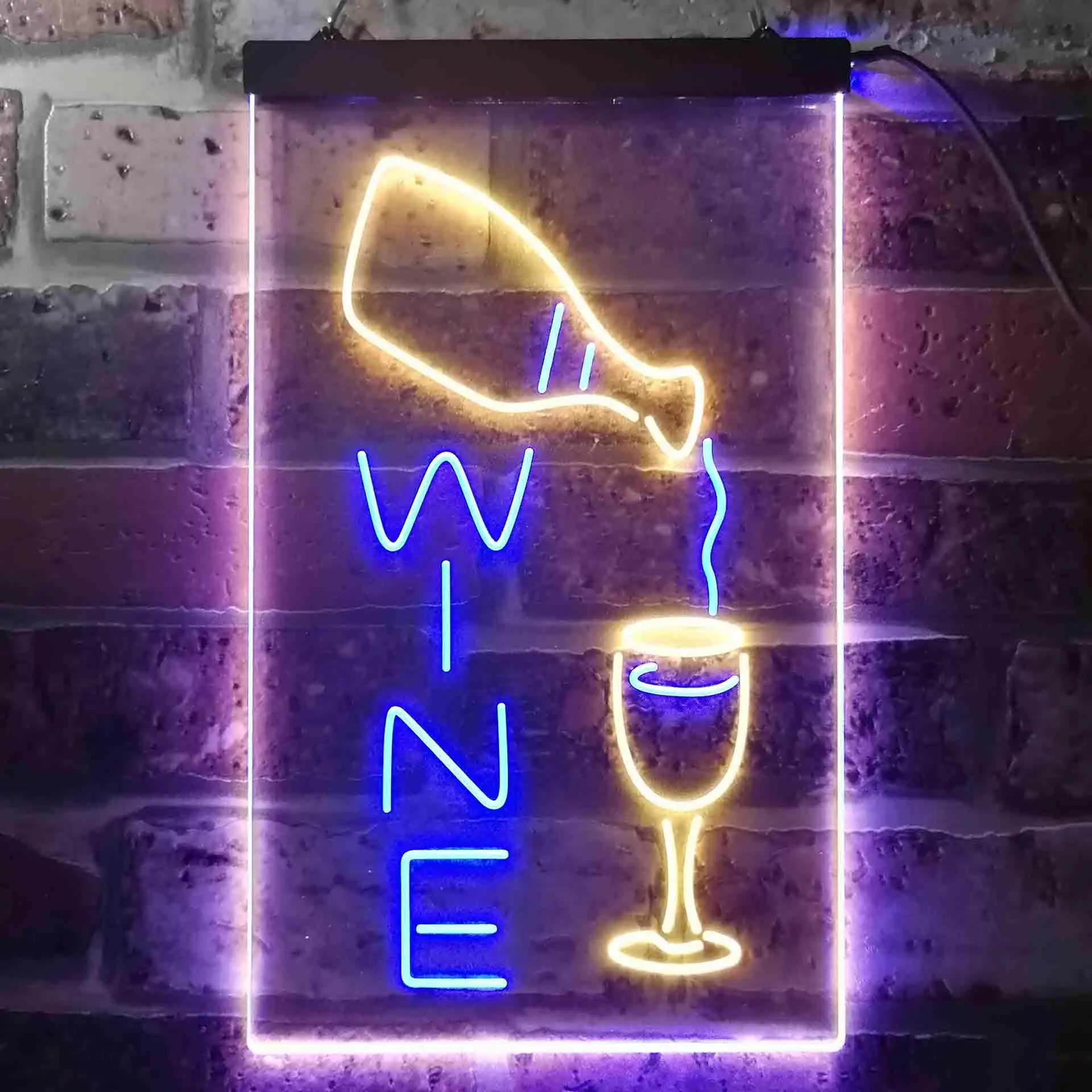 

Wine Bar. Pouring Bottle into Glass Dual Color Led Neon Sign st6-i3589
