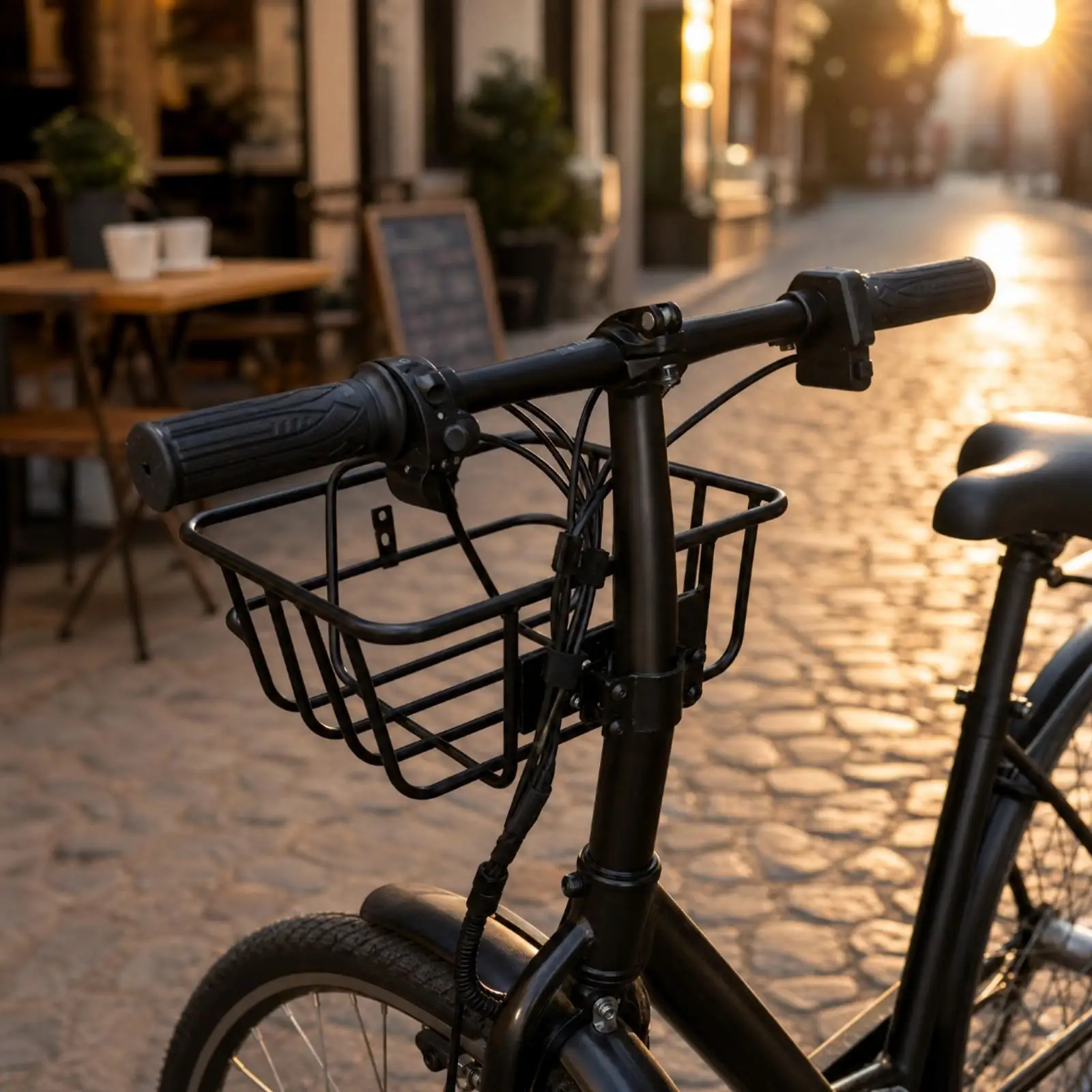 Iron Wire Front Basket for Bicycle with Rounded Rectangular Rim and Open Design for Easy Access to Essentials on the Go
