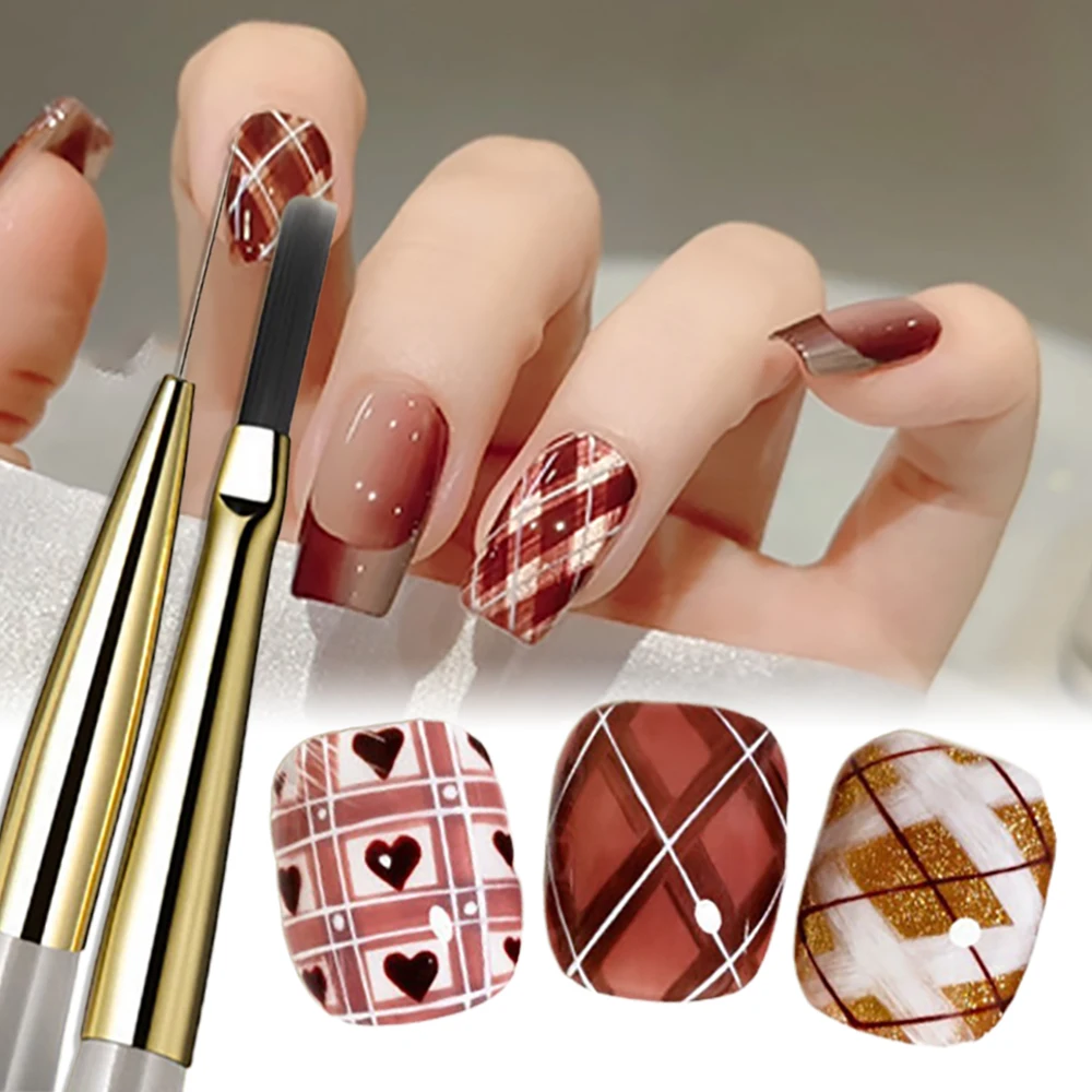 Professional Nail Art Plaid Brush for Detailed Designs