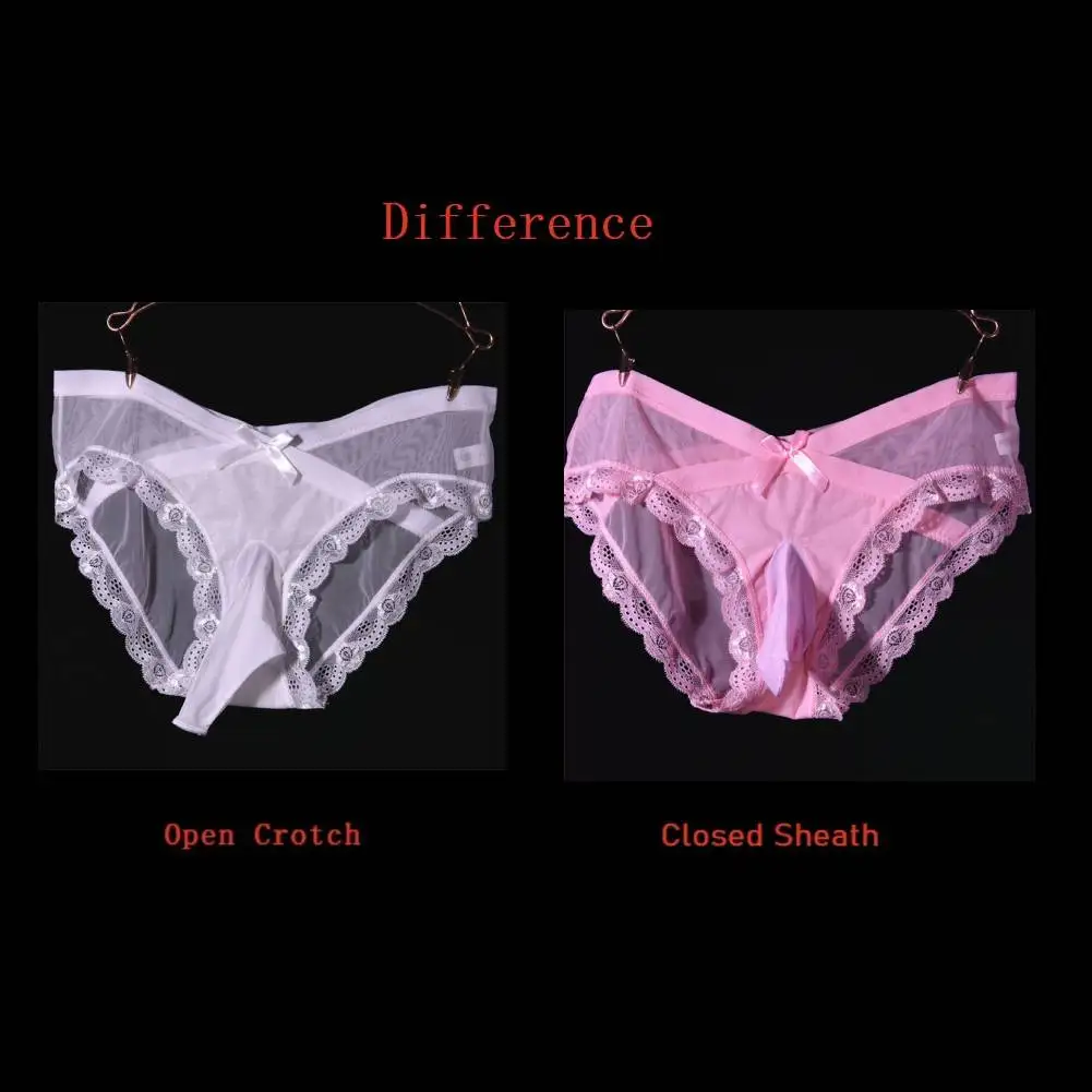 Sissy Panties Mens Lace Pouch Briefs Panties Open/closed Sheath Underwear Sexy Lingerie Male Underpants Трусы Мужские