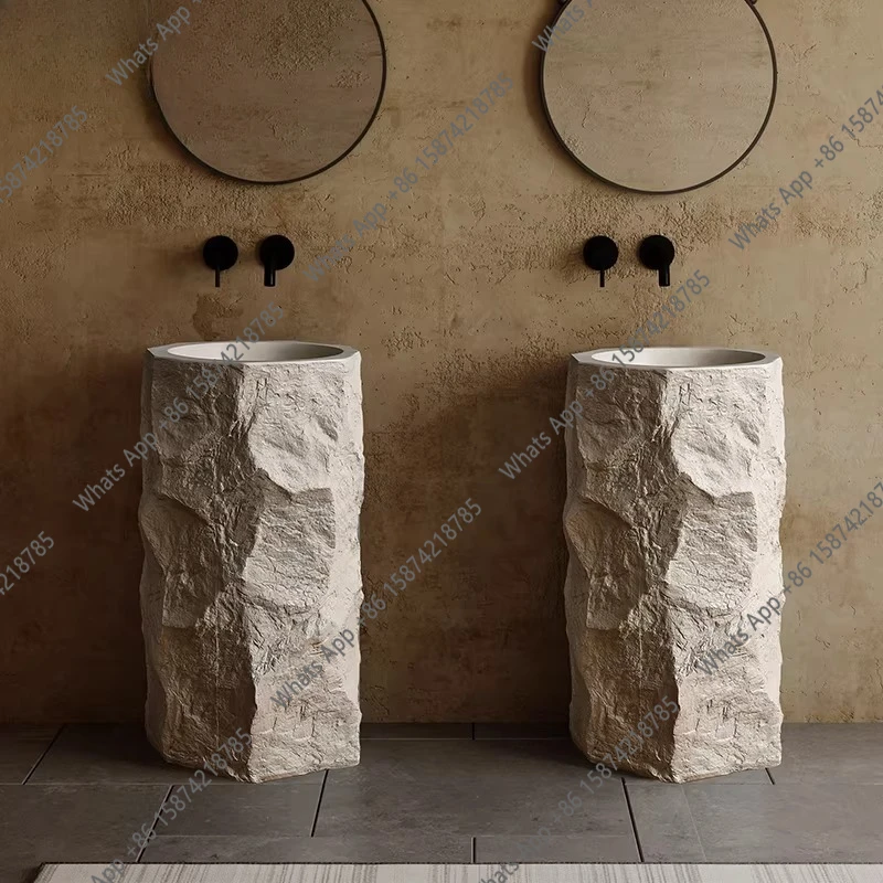 

Wabi-sandy wind outdoor courtyard column basin integrated floor-to-ceiling balcony personalized art wash basin B & B wash basin