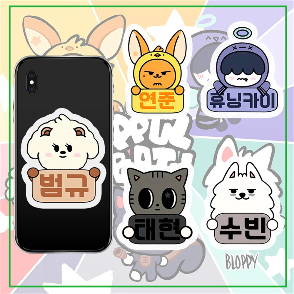 Kpop Cartoon Avatar Phone Stand 5.5CM Transparent Retractable Bracket Lazy Phone Ring HueNingKai Yeonjun Fans Birthday Gift