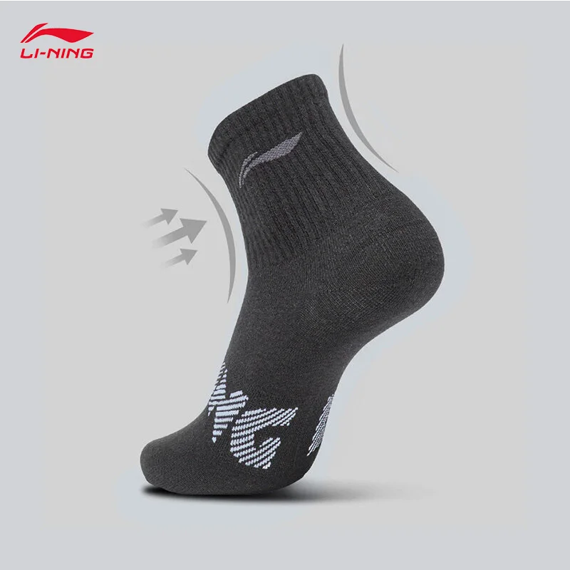 LI-NING للجنسين منتصف العجل الجوارب 3 أزواج الرياضة نمط المهنية تنفس الجوارب 22-28 سنتيمتر AWSU025