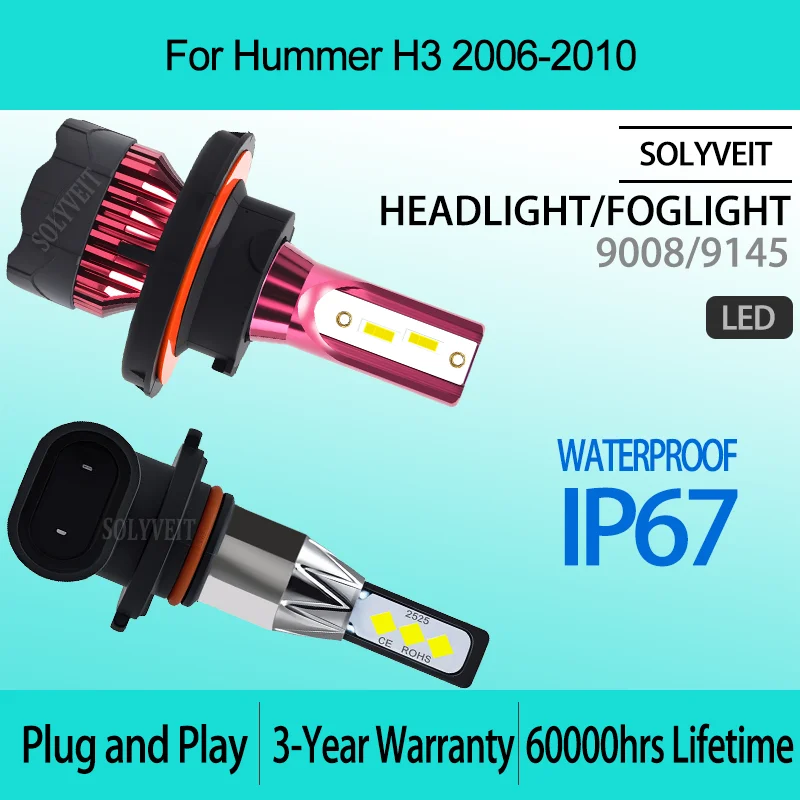 

reliable Enhanced Night Visibility High-Intensity Glow 9008 9145 LED HEADLIGHT FOGLIGHT For Hummer H3 2006 2007 2008 2009 2010
