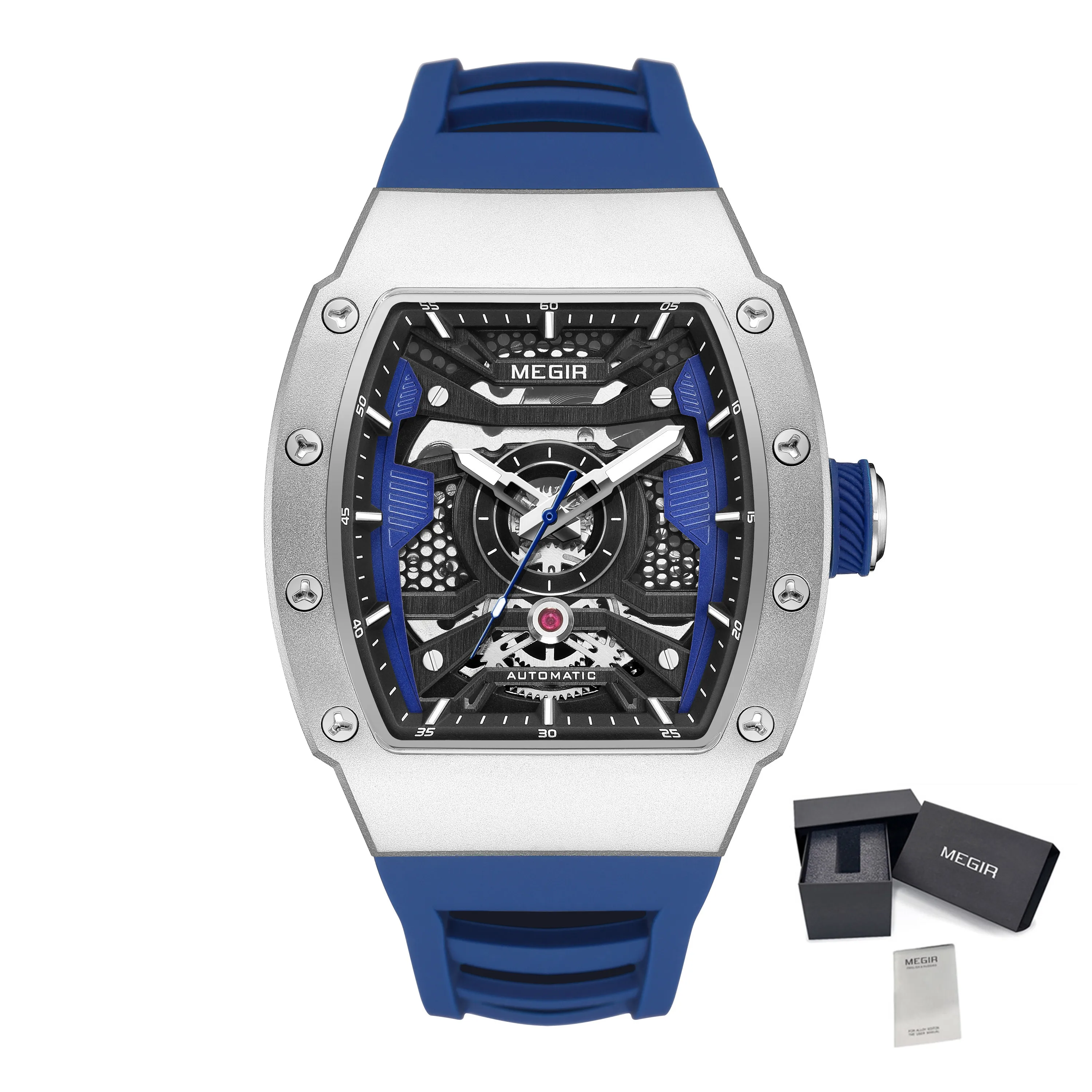 MEGIR Brand Automatic Movement Watches for Men Fashion Waterproof Stainless Steel Case Mechanical Wristwatch Montre Homme 8604