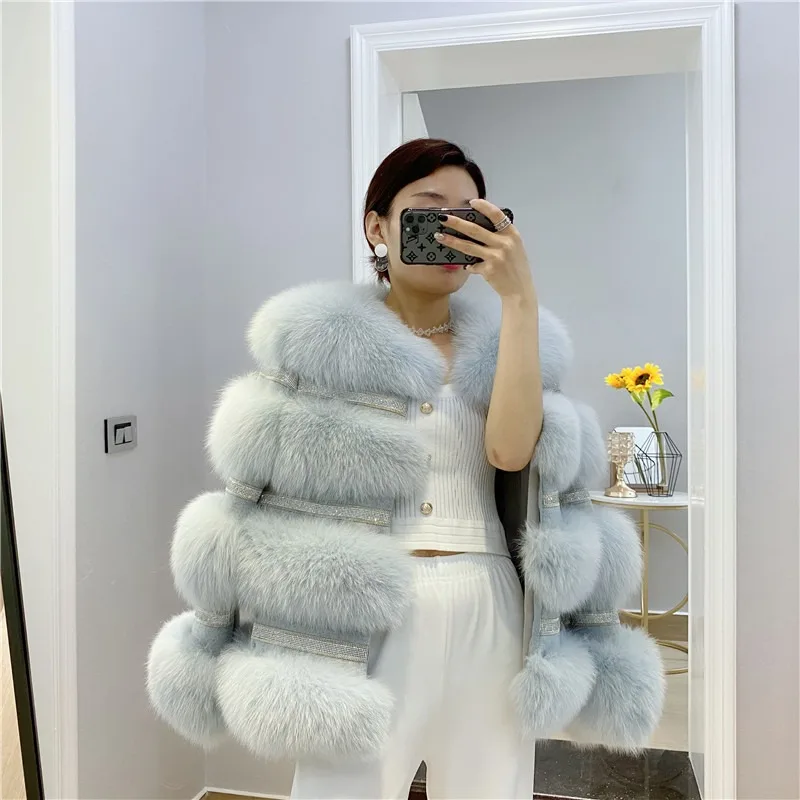 Fangtai 2023 Moda Natural Real Fox Fur Casaco Mulheres Casaco De Pele Inverno Quente Casaco De Pele De Luxo Plus Size Colete Feminino Saga Peles