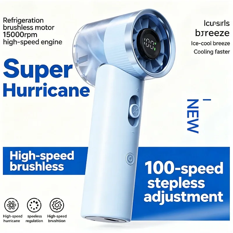 

New USB Ice Cold Wind Handheld Fan, Portable Brushless Motor Super Strong Cooling Mini Fan for Outdoor