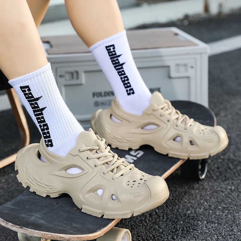 Men Beach Clogs 2024 Summer Soften Garden Clogs For Women Plain Sandals Comfortable Casual Lace Shoes Unisex