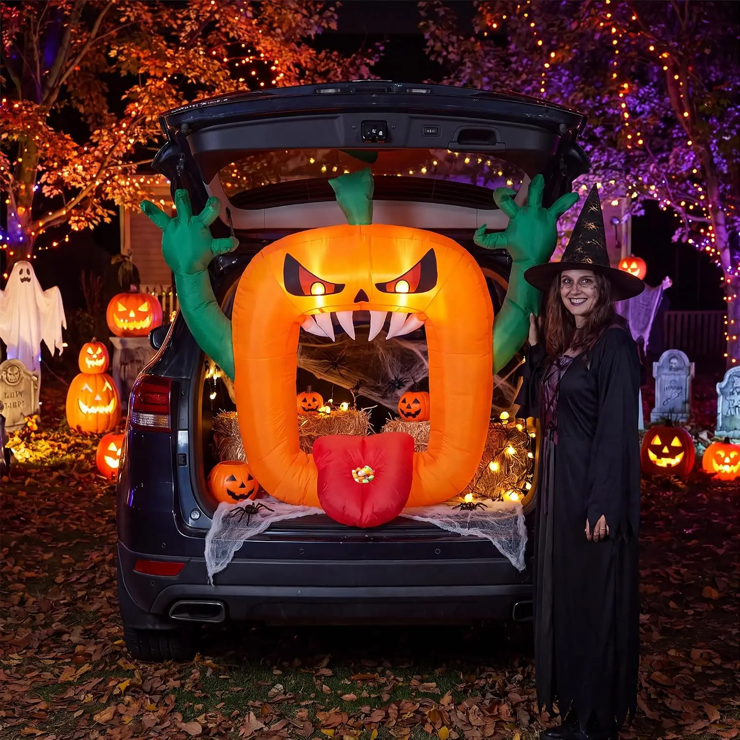 180cm LED Inflatable Halloween Decor-Pumpkin Trunk Decorations
