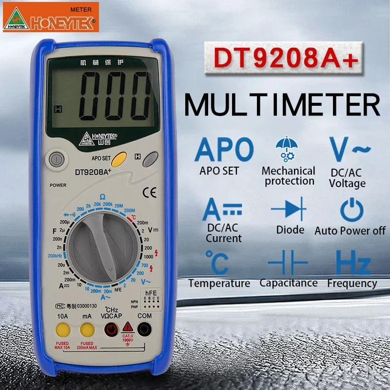 Imagem -03 - Barato Multímetro Medidor Tester Atual ac dc Tensão Resistência Capacitância Frequência Temperatura Tester Dt9208a +