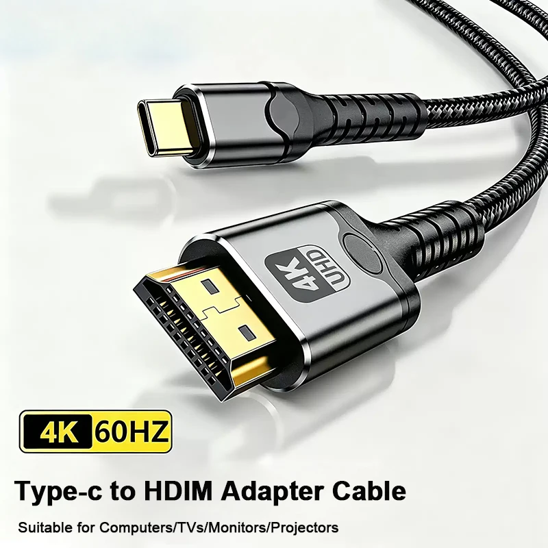 Type C to HDMI Cable 8K@60Hz 4K@30Hz USB C to HDMI-Compatible HDTV Cable for TV Converter MacBook Air iPad USB-C HDMI Adapter