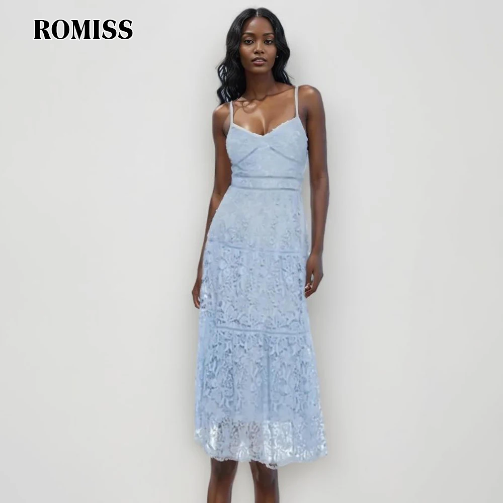 

ROMISS Sexy Hollow Out Spliced Lace Dress For Women Square Collar Sleeveless High Waist Chic Dresses Female Fashion New