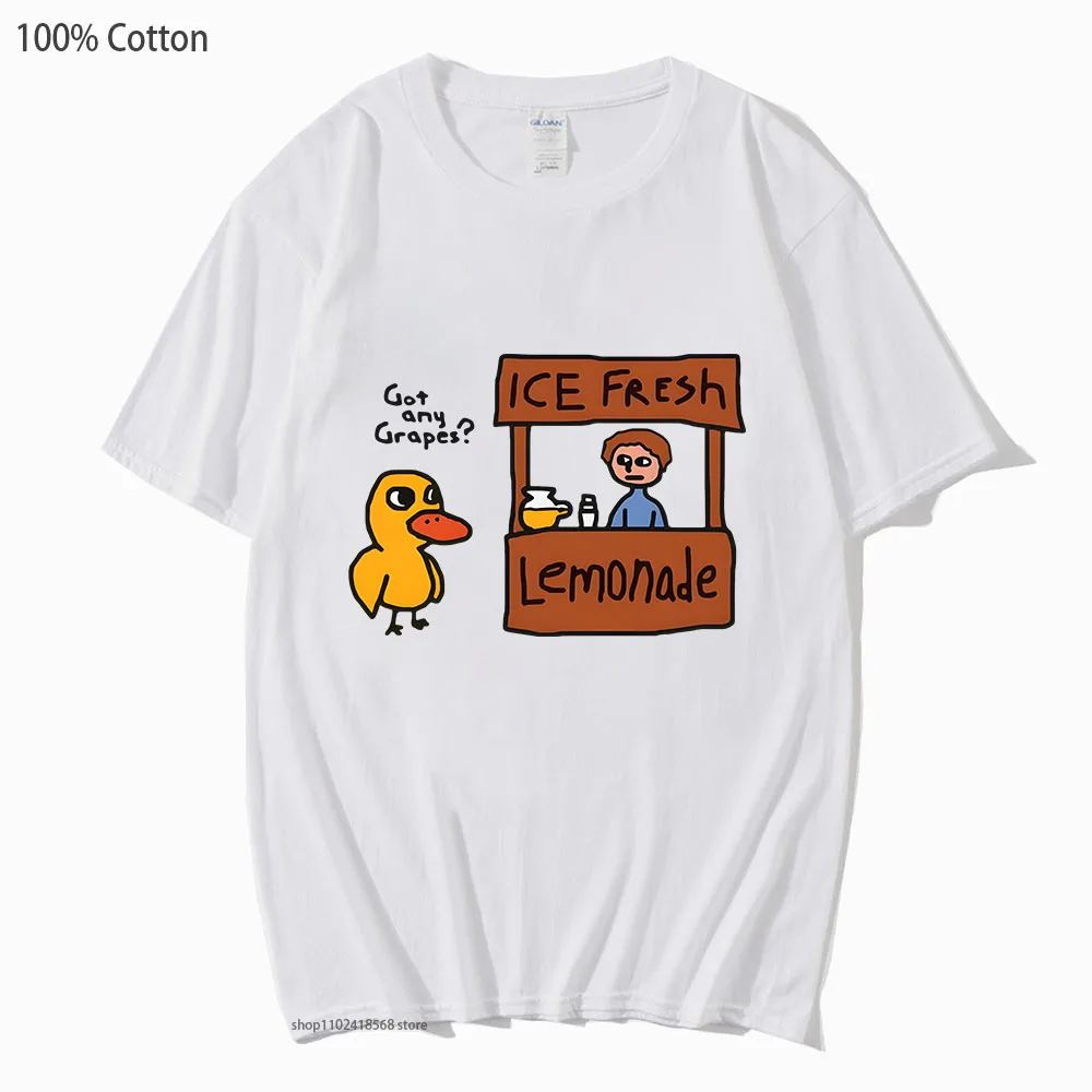 The Duck Song T-shirts Got Any Grapes Shirt 100% Cotton Carttoon Animal Printing Tshirt Short Sleeve Kawaii Girls Women Casaul